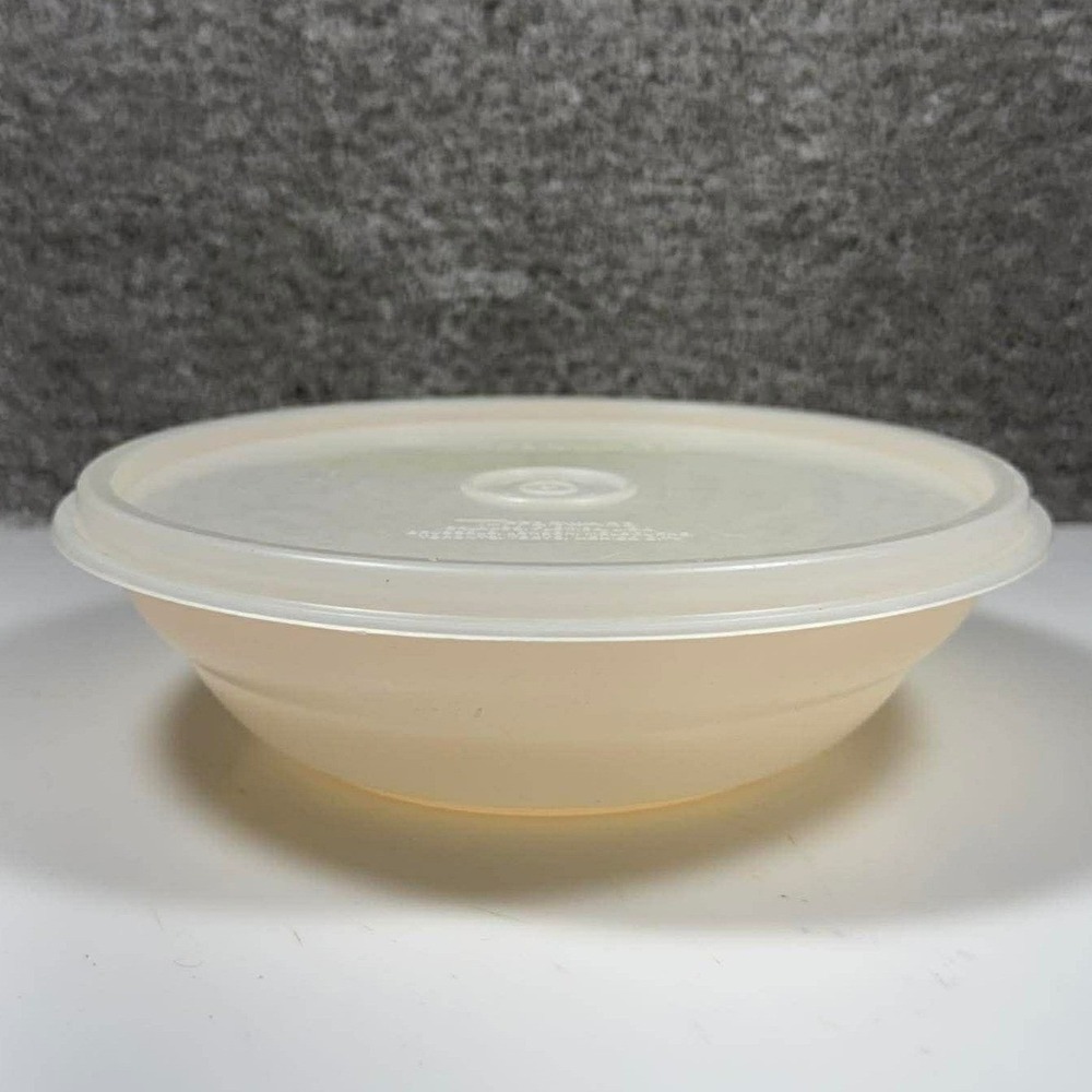 Vintage Tupperware Cereal Bowl Light Peach With Clear Lid